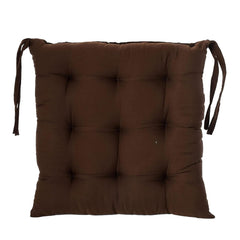 Chair Cushion Pad, Soft & Comfortable Sitting, Chair Pad - Brown Color | Microfiber Square Chair Pad With Ties | Chair Seat Cushion For Office & Home, Floor Pillow, Washable - Pack Of 2