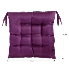 Chair Cushion Pad, Soft & Comfortable Sitting, Chair Pad - Purple | Microfiber Square Chair Pad With Ties | Chair Seat Cushion For Office & Home | Furniture Cushion, Washable - Pack Of 4