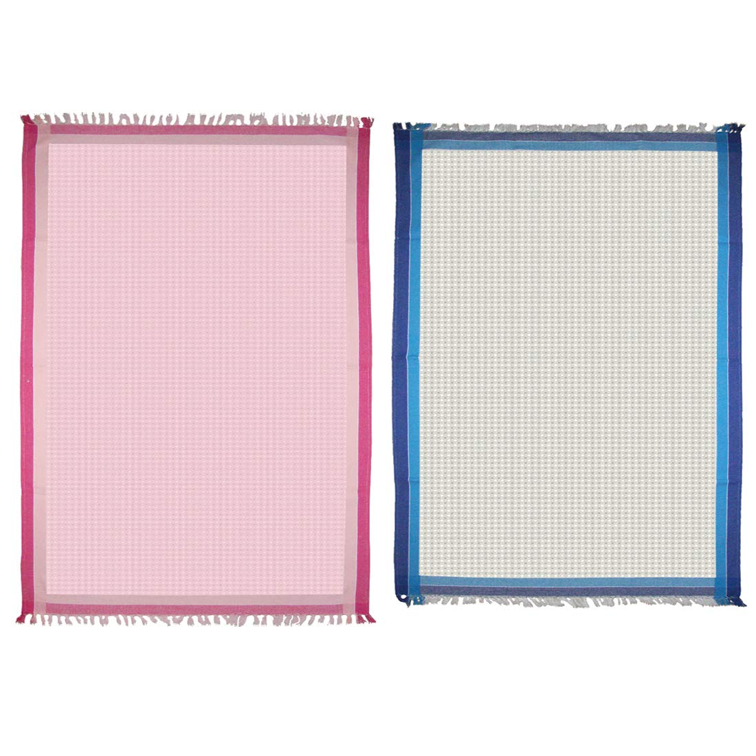 Athom Trendz Living Light Weight Cotton Premium Waffle Border Bath Towel 480 Gsm | Pack Of 2 (Multi13)