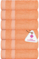 Casa Copenhagen Egyptian Cotton Solitaire Hand Towel 740 Gsm (Malibu Peach)- Pack Of 6