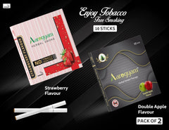 Aarogyam Herbals Pack Of 2 Flavours 100% Tobacco & Nicotine Free Cigarette For Relieve Stress & Mood Enhance Product Double Apple - Strawberry - 10 Sticks X 2 Packets