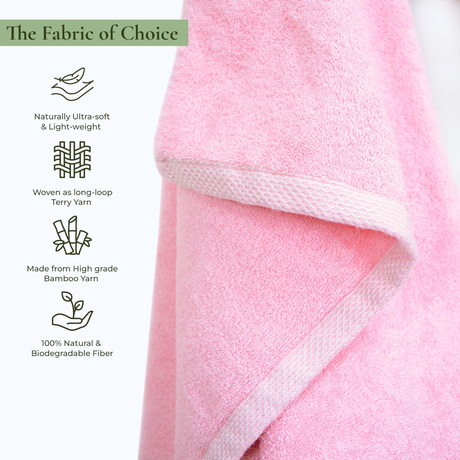 Rangoli 100% Bamboo 2 Bath & 2 Hand Towels 850 Gsm | Large Size Ultra Soft, Quick-Absorbent & Eco-Friendly Towels - Peach