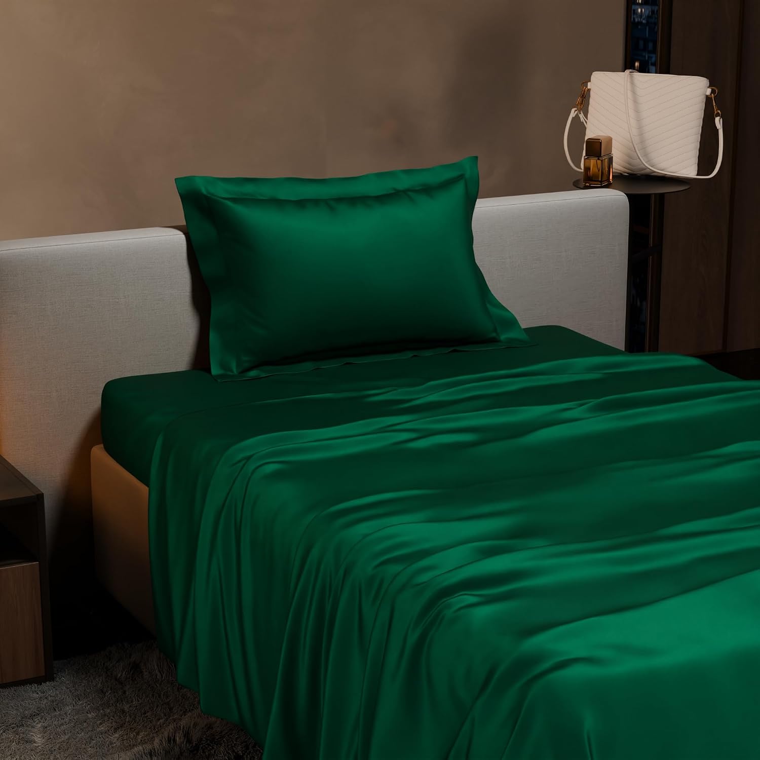 Single Bedsheet With 1 Pillow Cover - 60 X 90 Inches, Emerald Green | Premium Bedding Set, Home Decor, Wedding Gift For Couples, Housewarming, Anniversary