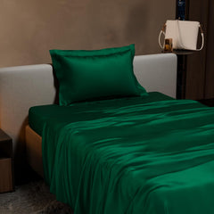 Single Bedsheet With 1 Pillow Cover - 60 X 90 Inches, Emerald Green | Premium Bedding Set, Home Decor, Wedding Gift For Couples, Housewarming, Anniversary
