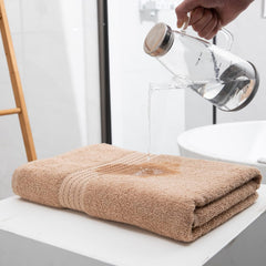 Hokipo 100% Cotton Bath Towels 600 Gsm | Extra Soft & Absorbent Large Size Towel For Men & Women - Beige (In-624)