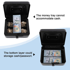 Medium Metal Cash Box With Combination Lock Safe & Money Tray For Security 7.87"X 6.30"X 3.54" Colour - Black