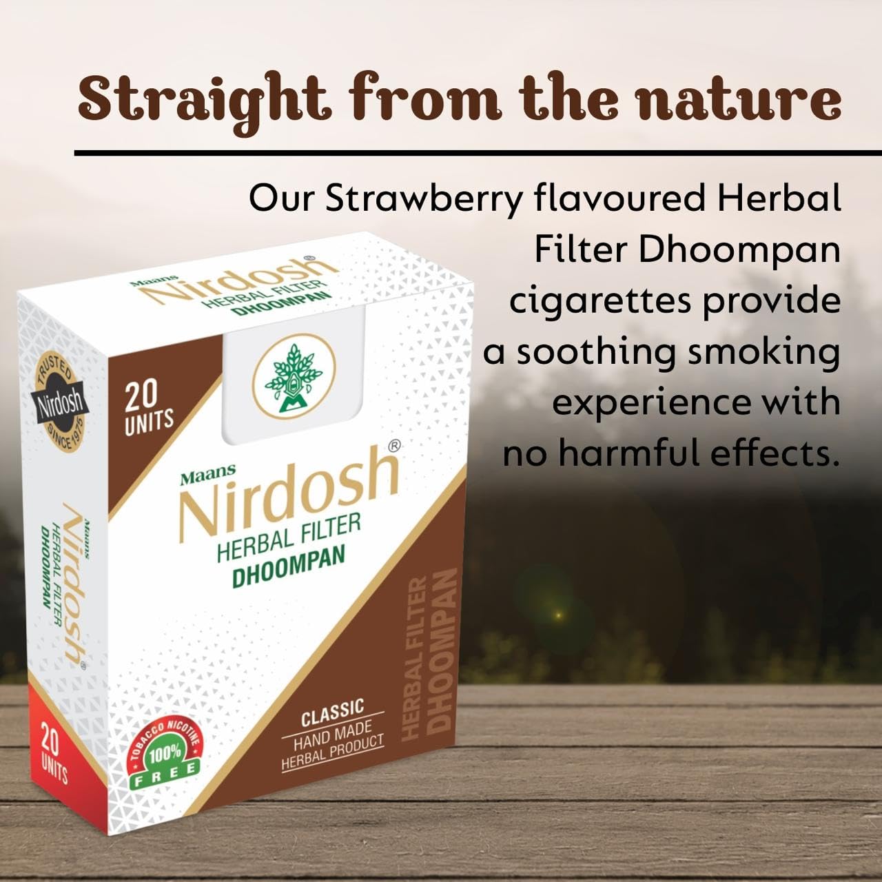 Classic Flavored Herbal Filter Dhoompan Sticks - Pack Of 6X 20 Pcs Herbal Cigarette | Bidi Sticks Rolled In Tendu Leaves, Non-Addictive Sticks - Tobacco Free & Nicotine Free