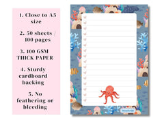 A5 Notes/To Do List Notepad, Beautiful Checklist Pad, Tear-Off Sheets (Octopus, Brown) Pack Of 1