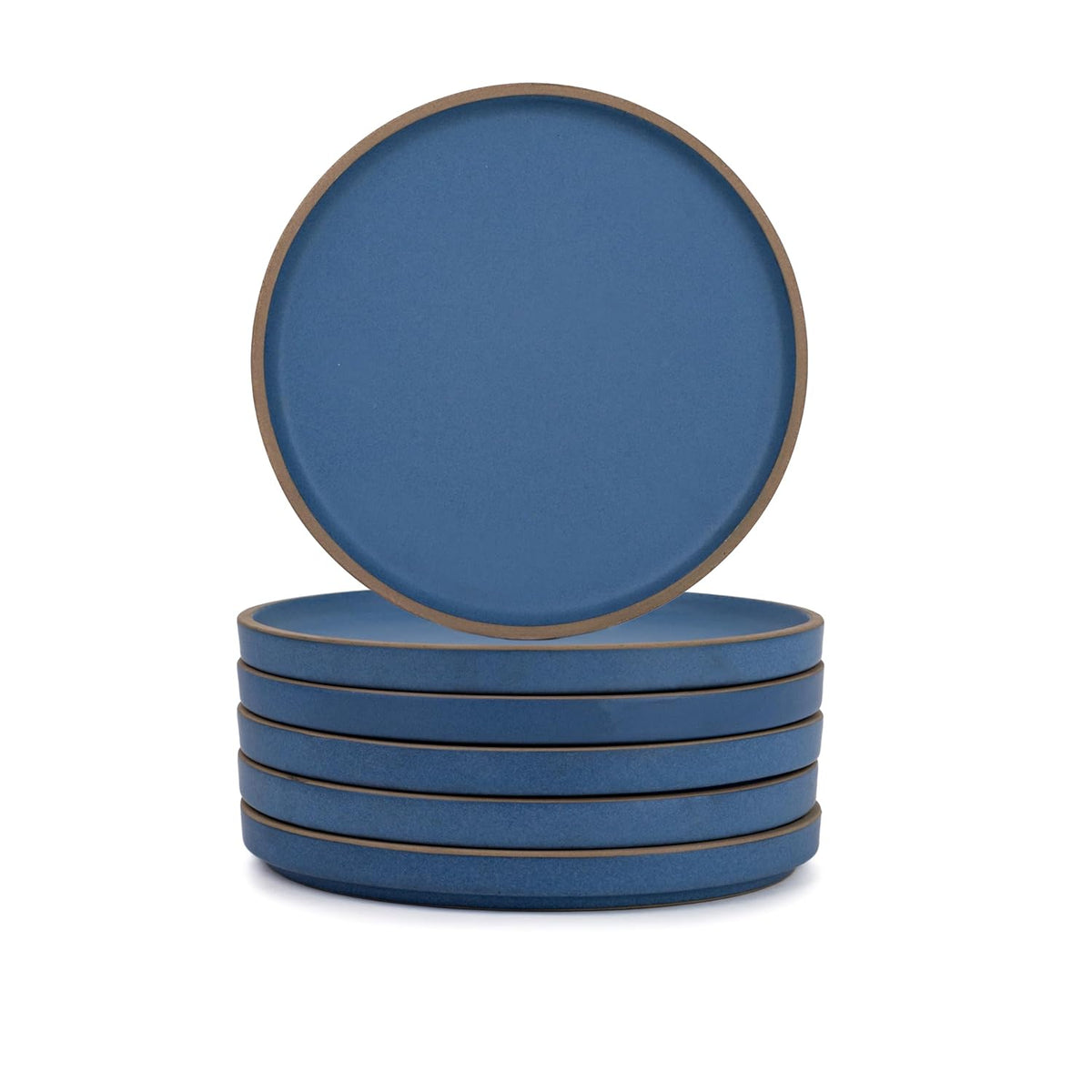Ceramic Quarter Plates Set Of 6, Blue Artisanal Series | Premium Stoneware Dessert Plates - Snacks Plates Set With Matte Finish | Snack Plate - Small Plates | Japandi Quarter Plates