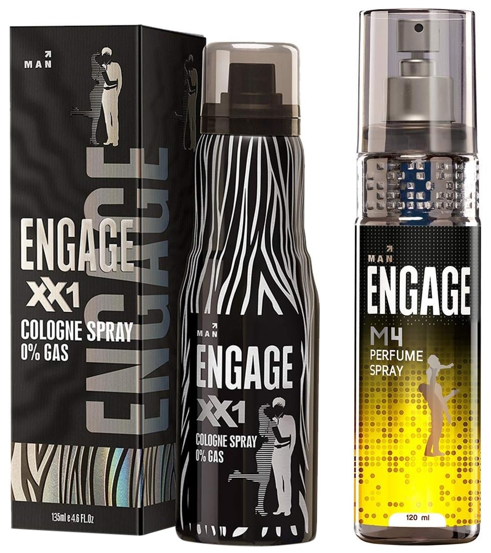 Engage M4 Perfume Spray 120ml 4 Fl.oz. & Engage Cologne Spray XX1 For Men 135ml 4.5 Fl.oz. | Ideal For Men