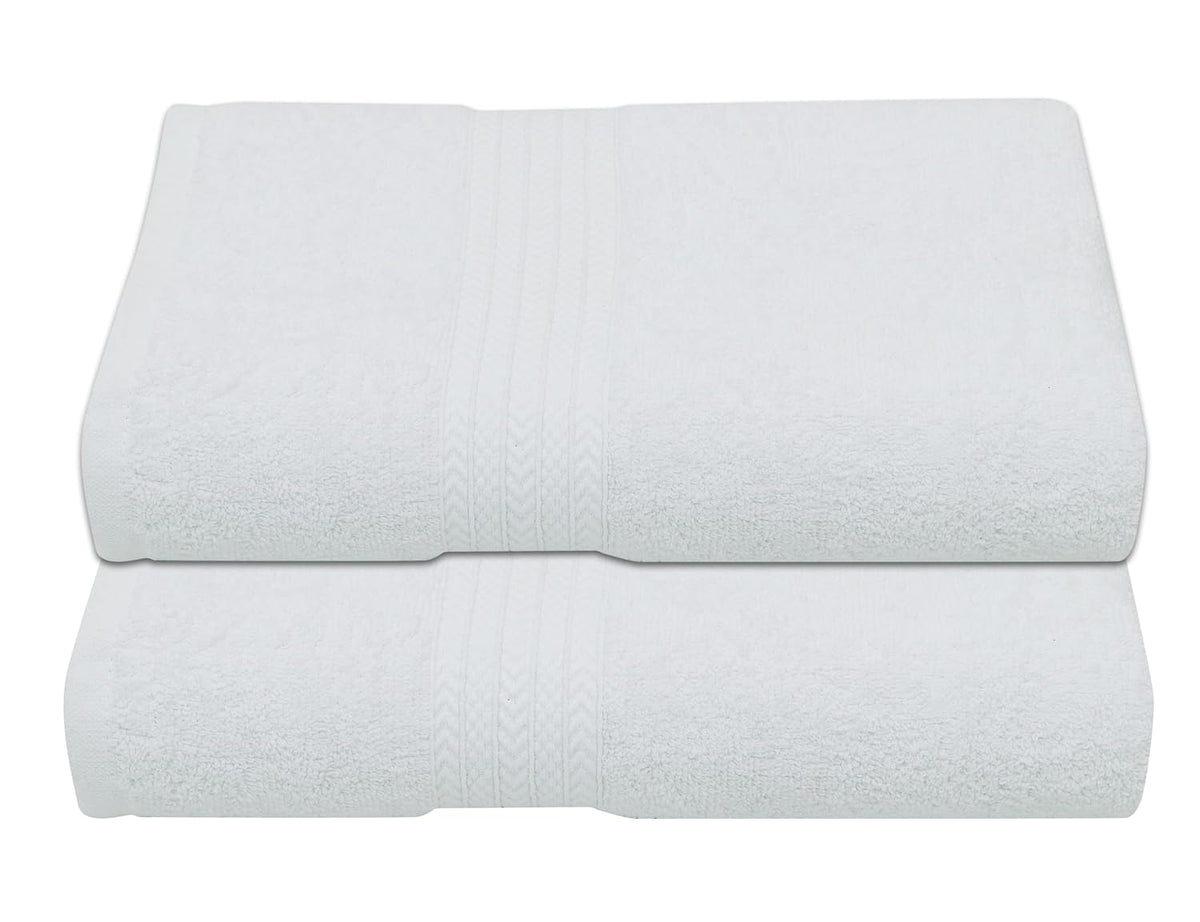 RD Trend 100% Cotton Bath Towels 1000 Gsm | Soft & Absorbent Bath Towel For Men, Women Urban Comfort (White) - 2 Pcs