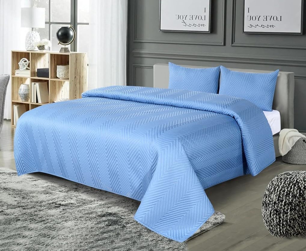 Solid Bedsheet For Double Bed With 2 Pillow Covers | Size - 90 X 100 Inches, Sky Blue | Light Weight, Suitable For All Seasons & Easy To Wash