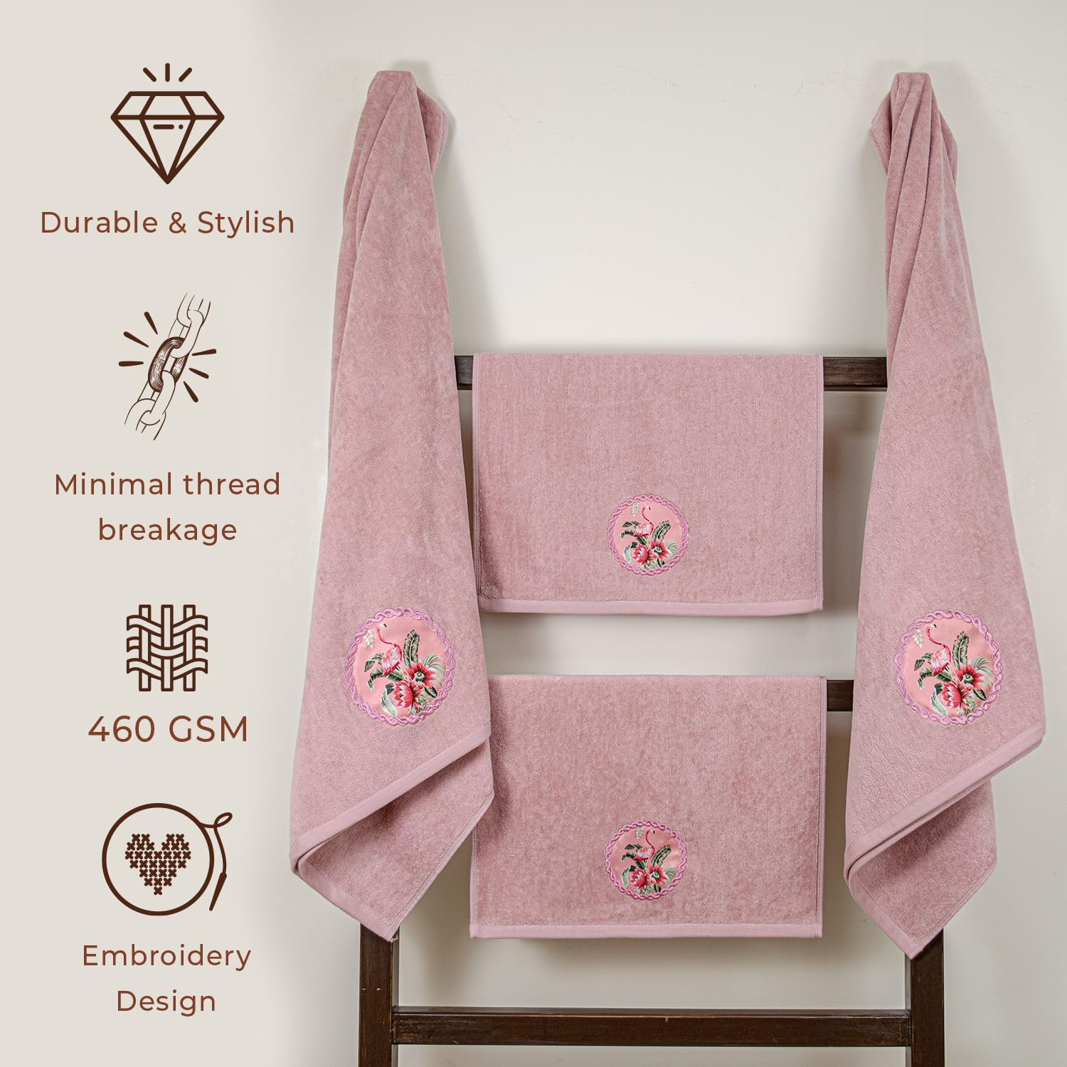 Akiko Home Prima Dream 100% Cotton 2 Bath & 2 Hand Towel 1400 Gsm | Soft, Absorbent & Durable, Cotton Bath & Hand Towel | Pack Of 4 (Light Purple)