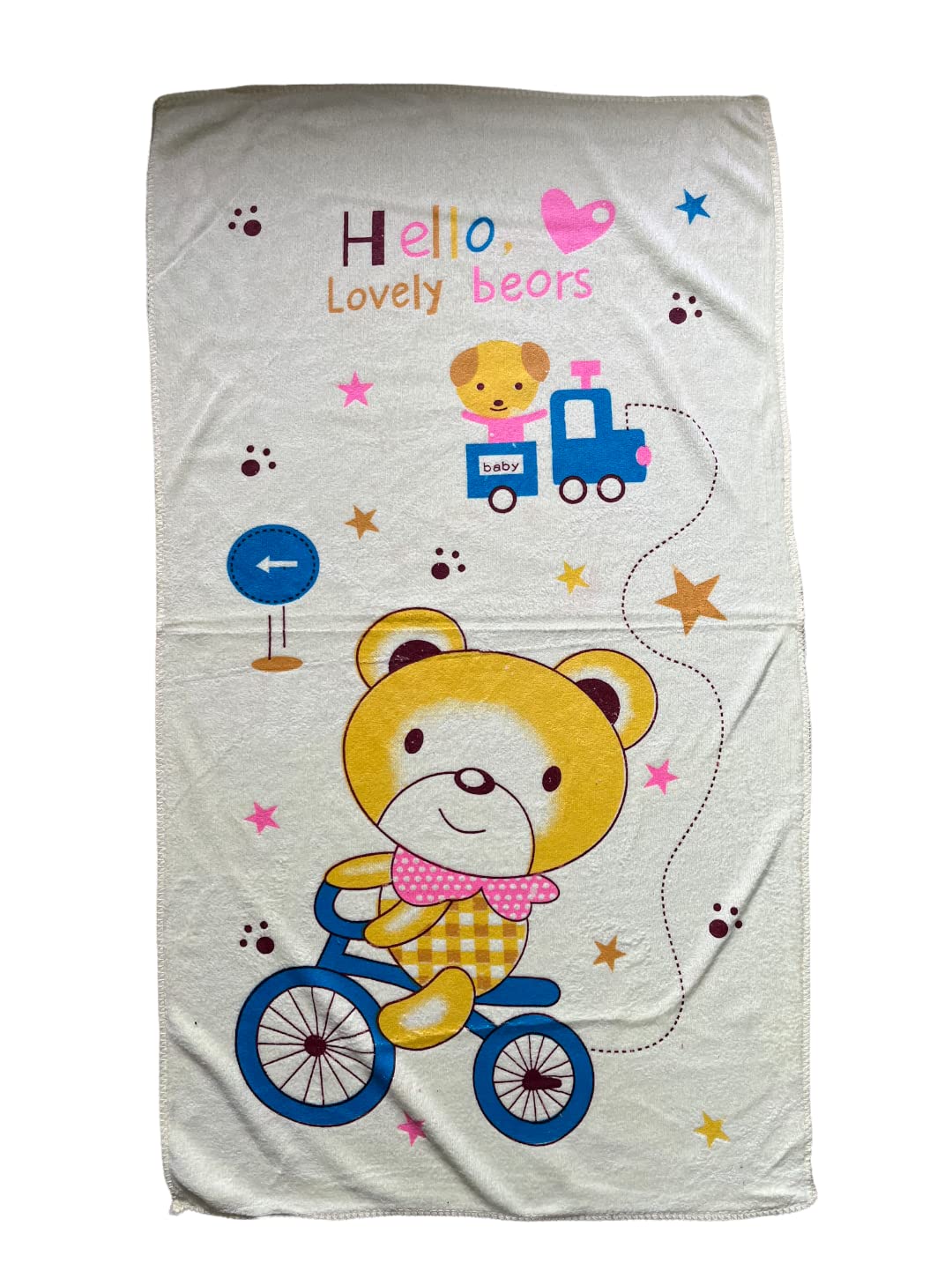 Teddyify Soft Cotton Baby Bath Towel 650 Gsm | Infants, New Born Babies Towel High Absorbent, Soft Cotton Premium Washcloth (Multicolor) - Pack Of 3
