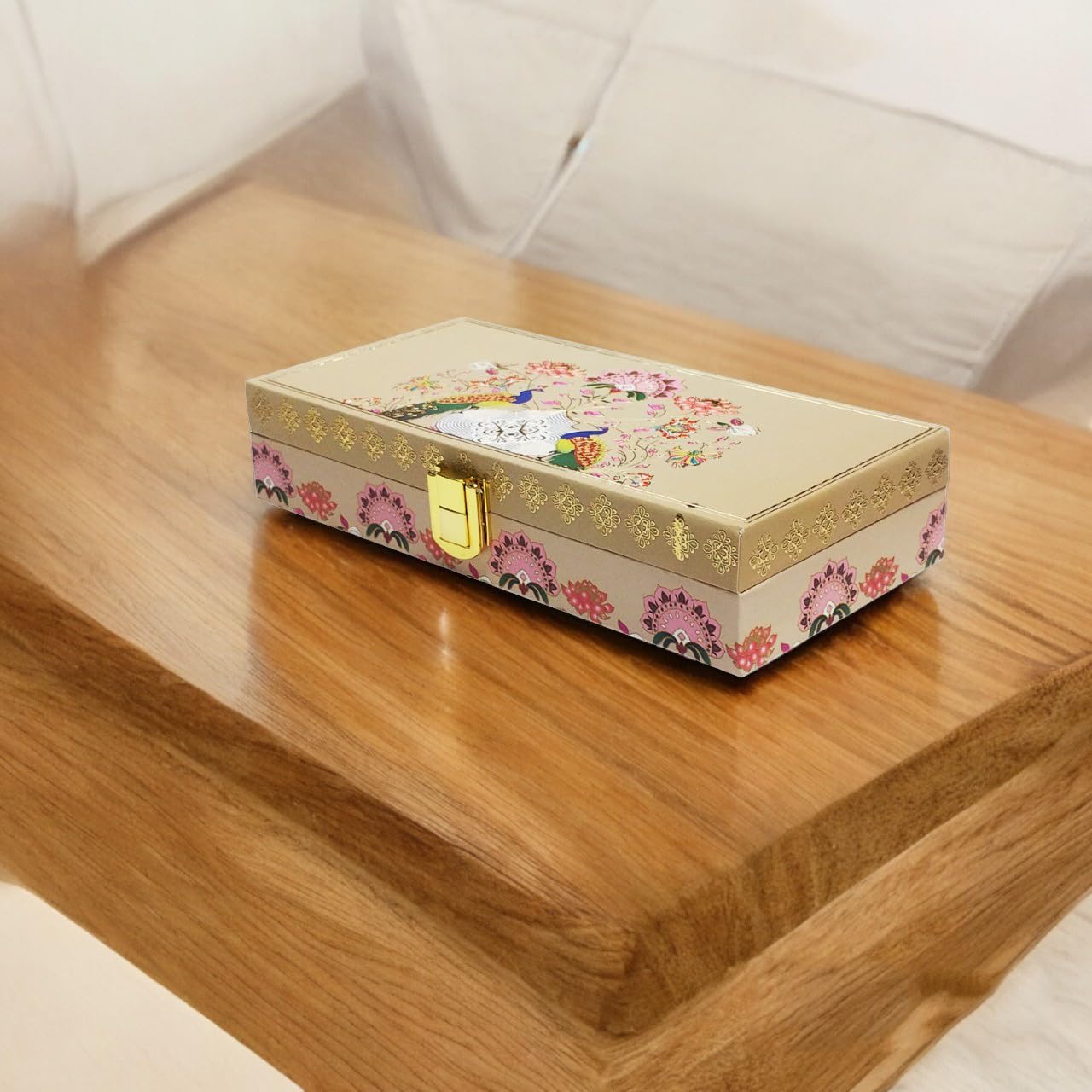 Gold Plated Velvet Touch Mgi Floral Decorative Box, Wedding Fancy Shagun Cash Box, Jewellery Box, Money Box, Gaddi Box, Colour - Multicolour, Pack Of 4