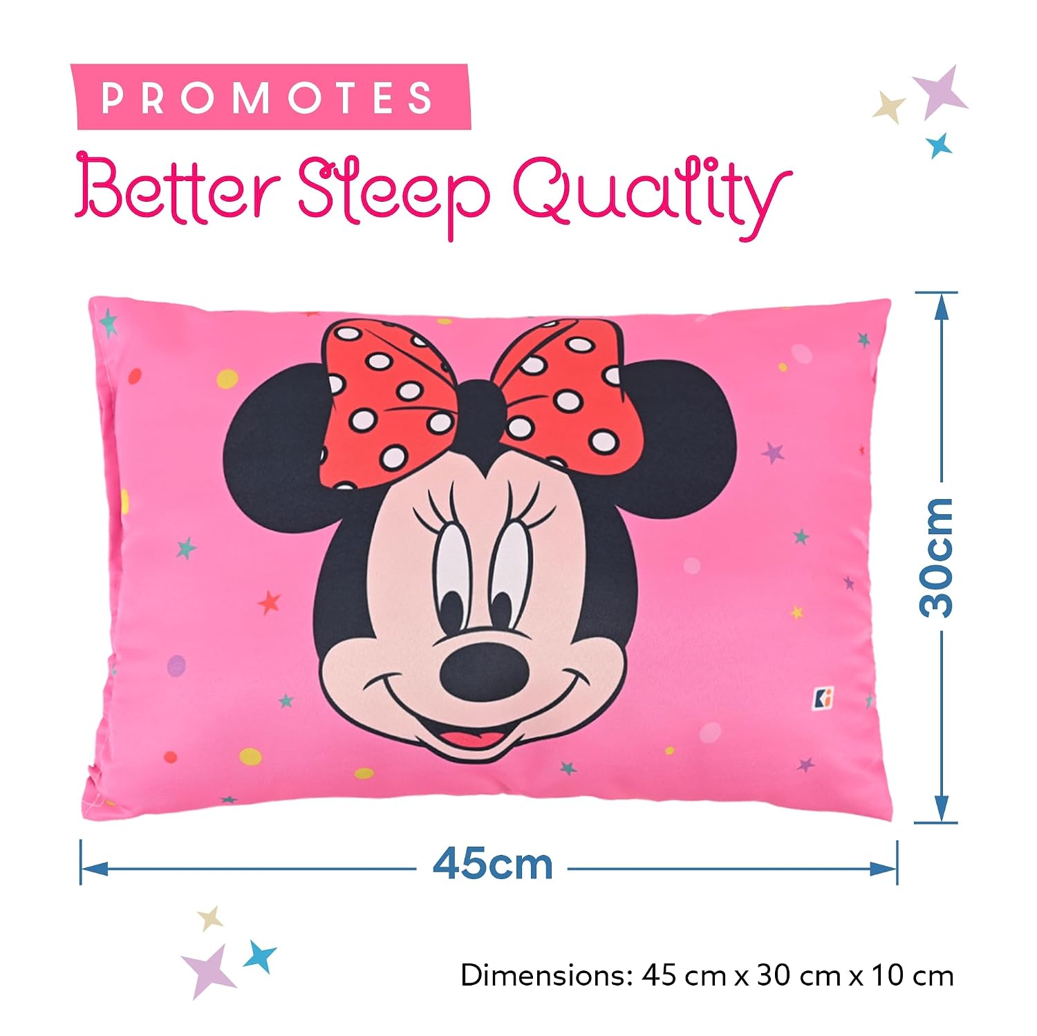 Soft & Cozy Pillow For Kid's, Comfortable Pillow For 2 Year Old's Disney Minnie, Pink - 12x18 Inches | Suitable For All Sleepers, Multipurpose & Comfortable, Breathable - Pack Of 2