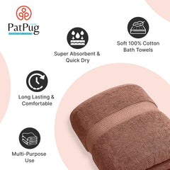 Patpug 100% Indian Ultra Soft Cotton Bath Towel 900 Gsm | Highly Absorbent Quick Drying Towel (Coffee Brown & Sunray Yellow) - Pack Of 2