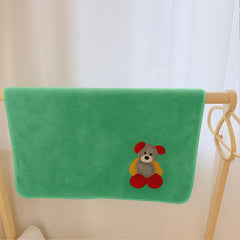 Maxoshine Microfiber Kids Bath Towels 300 Gsm | Quick Drying Towels For Unisex Kids-Teddy Bear Print Baby Towel For Boys & Girls (Green)