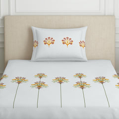 Single Bedsheet With 2 Pillow Covers (Size 60 X 88 Inches) Multicolor | 144 Thread Count Lightweight, Soft, Skin Friendly - Everyday Use Cotton Bedsheet