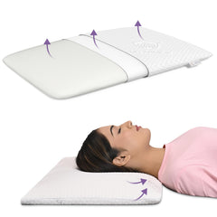 Memory Foam Pillow, Ultra-Thin Orthopedic Pillow For Sleeping, White - 2.5 Inch | Bed Pillow With Removable Washable Cover | For Long-Lasting Use, Cooling, Adjustable Pillow - Pack Of 1