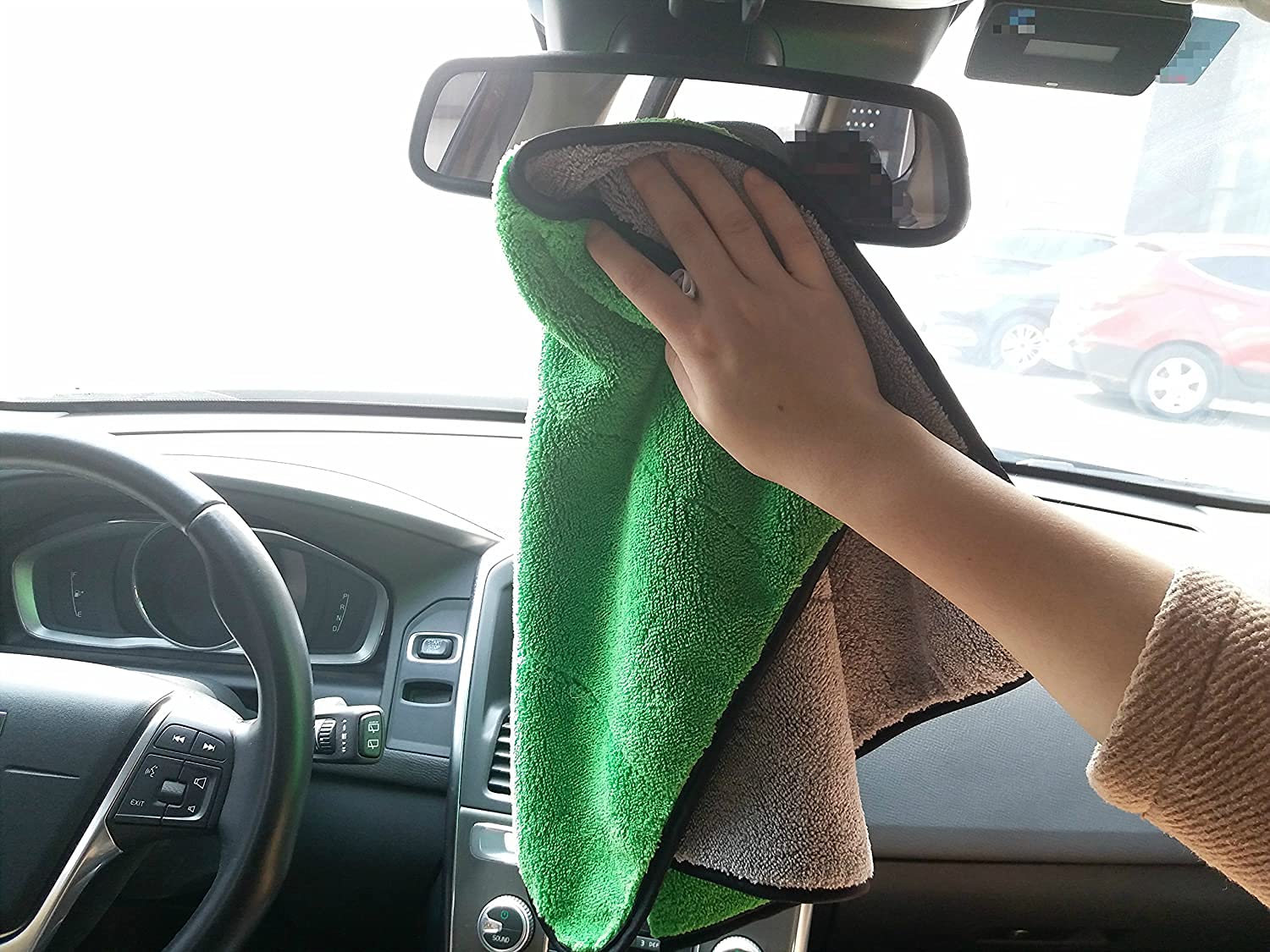 Auto Hub Heavy Microfiber Cloth For Car Cleaning & Detailing, Double Sided, Extra Thick Plush Microfiber Towel Lint-Free, 800 Gsm | Pack Of 4 (Green)
