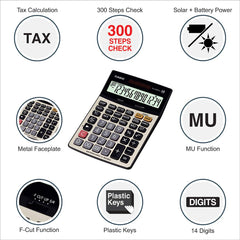 Casio Dj-240d Plus 300 Steps Check And Correct Premium Desktop Calculator With Metallic Faceplate & Bigger Screen/keys (14 Digit)