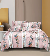 Queen Size Printed Double Bedsheet With 2 Pillow Covers For Home | 90 X 100 Inches, Pink & White - Beautiful Bedsheet Set | Perfect For Gifting Wedding, Anniversary