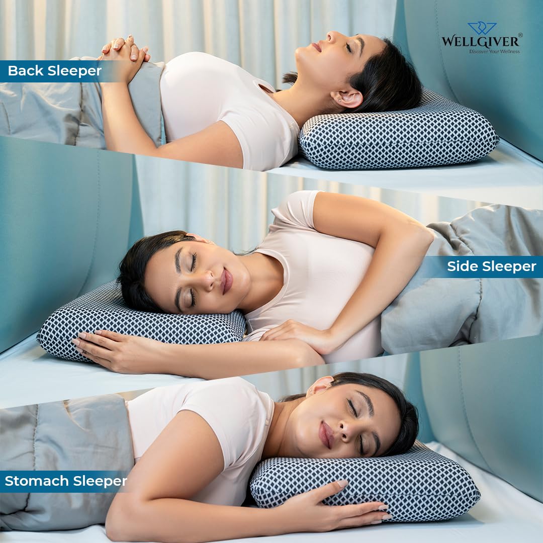 Memory Foam Cervical Pillow, Orthopedic Pillow, Standard Size - 20 X 13 X 4 Inch | Midnight Blue, For Neck & Shoulder Pain Relief | Removable Zipper Cover, Sleeping Pillow - Pack 2