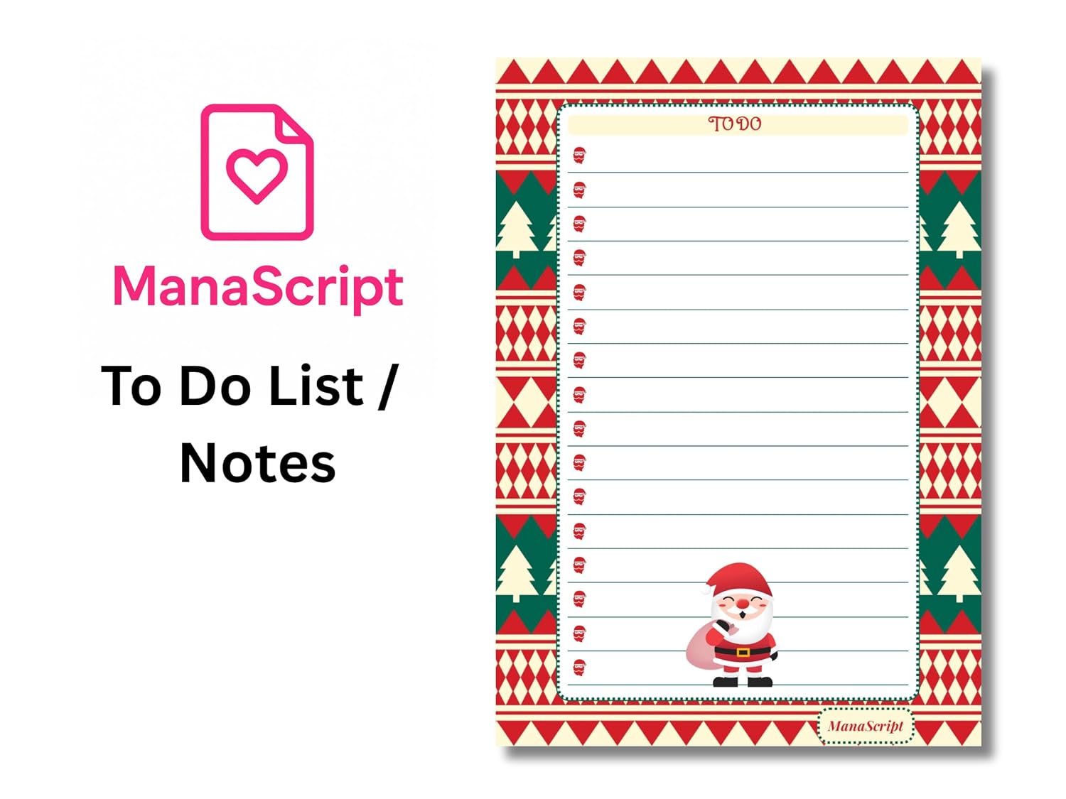 A5 Notes/To Do List Notepad, Beautiful Daily Checklist Pad, Tear-Off Sheets (Christmas) Pack Of 1