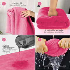 Black Gold The Finer Touch Oversized Microfiber Bath Towel 1600 Gsm | Soft Quick-Dry Microfiber Towel For Men & Women | Lightweight, Absorbent & Travel-Friendly (Pink) - Pack Of 2