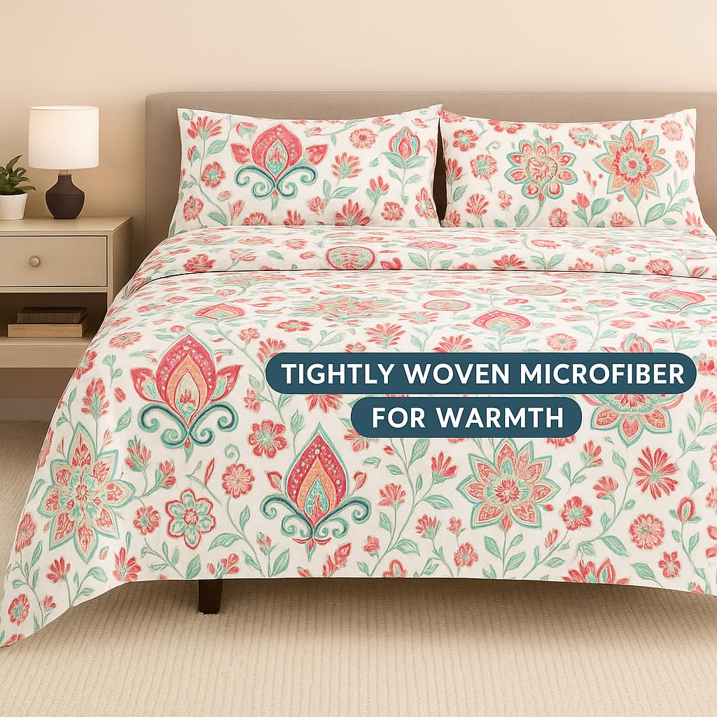 Single Bedsheet With 2 Pillow Covers - 68 X 90 Inch, Multicolor | Soft & Breathable Long-Lasting Comfortable Fabric Bedsheet
