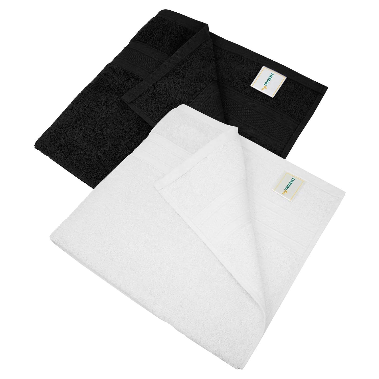 Mytrident Soft Comfort Air Rich 100% Cotton Bath Towel 1000 Gsm | Highly Absorbent Towels For Men & Women Bath Towel (Black & White) - 2 Pcs