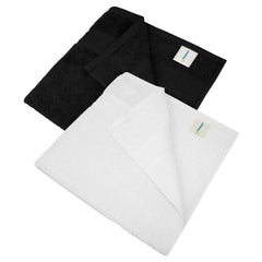 Mytrident Soft Comfort Air Rich 100% Cotton Bath Towel 1000 Gsm | Highly Absorbent Towels For Men & Women Bath Towel (Black & White) - 2 Pcs