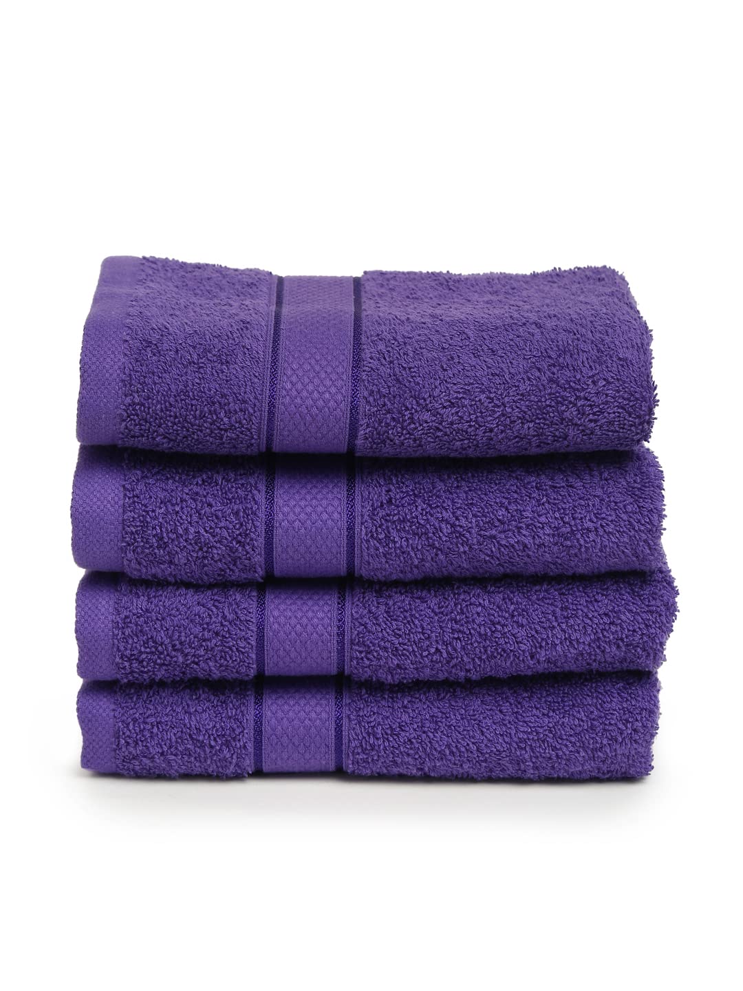 Creeva 100% Terry Cotton Hand Towels 800 Gsm | Highly Absorbent Super Soft, Quick Dry Sports Gym Workout Towel (Set Of 4) - Violet