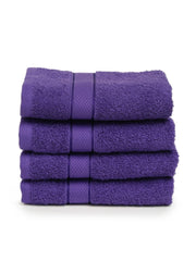 Creeva 100% Terry Cotton Hand Towels 800 Gsm | Highly Absorbent Super Soft, Quick Dry Sports Gym Workout Towel (Set Of 4) - Violet