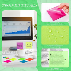 Transparent Self-Adhesive Sticky Notes, Waterproof, White & Pink - 3 X 3 Inch, 100 Pcs