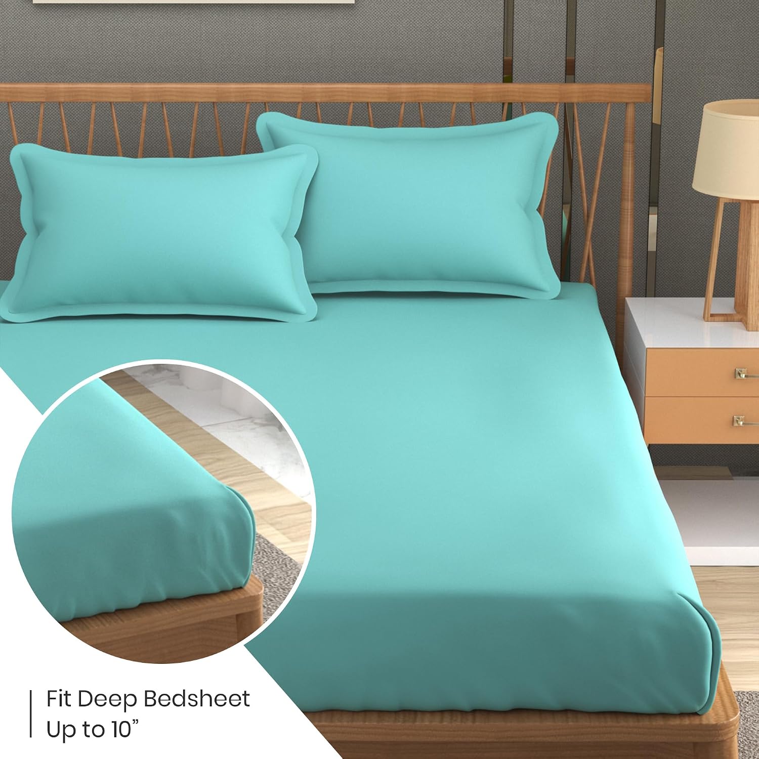 Queen Size Solid Plain Bedsheet Set Includes 2 Pillow Covers - 90 X 95 Inches, Aqua | Exceptional Softness & Breathability | Premium Microfiber Material