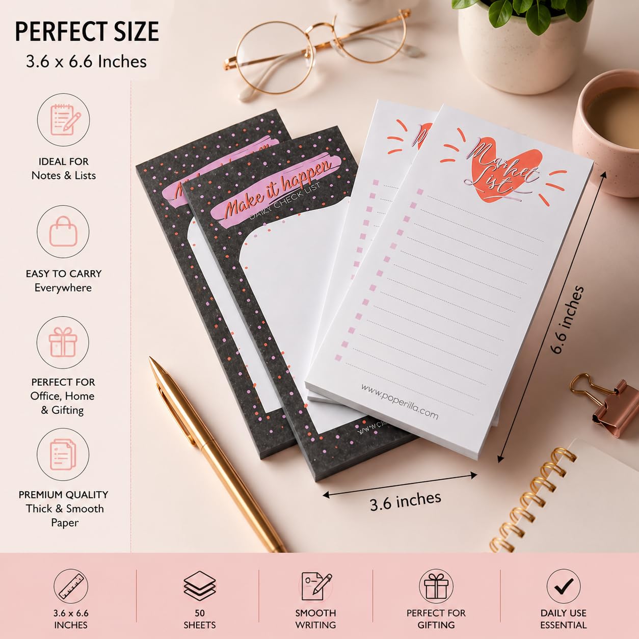 To Do List Daily Notepad, Reminder, Daily Diary & Planner, Simply Tear Off Sheet | Set Of 4
