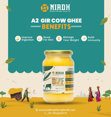 100% Natural A2 Bilona Gir Cow Desi Ghee By Niadh | Naturally & Healthy Protein Fiber Pure Cow Desi Ghee For Digestive Health | (500ml) 16.9 Ounce | Jar Pack