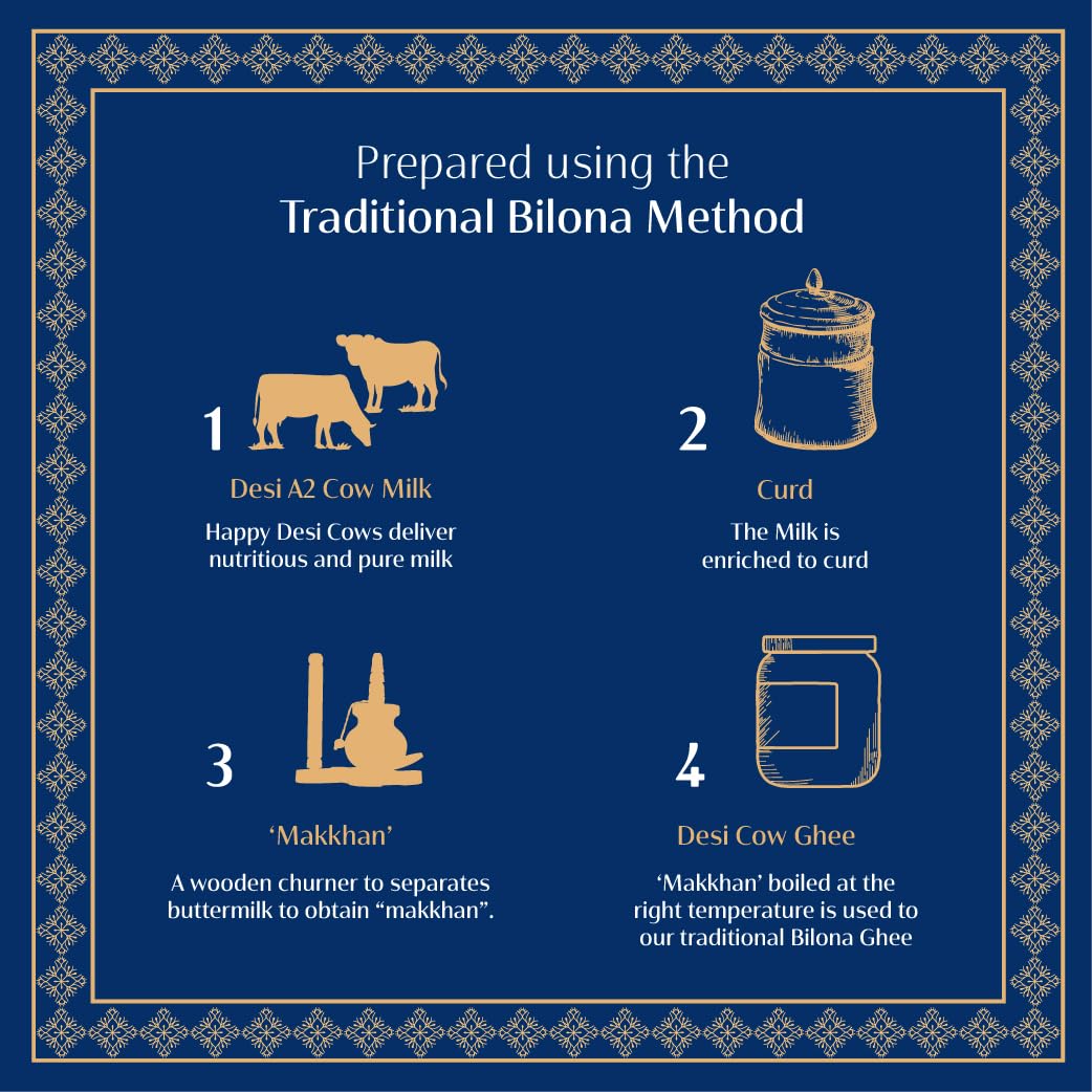 Pure Natural Desi Cow Bilona Ghee By Mr. Milk | Rich In Nutrients & Energy Healthy Pure Desi Ghee Good For Overall Health | 1 Litre (500ml * 2) 33.8 Ounce | Jar Pack