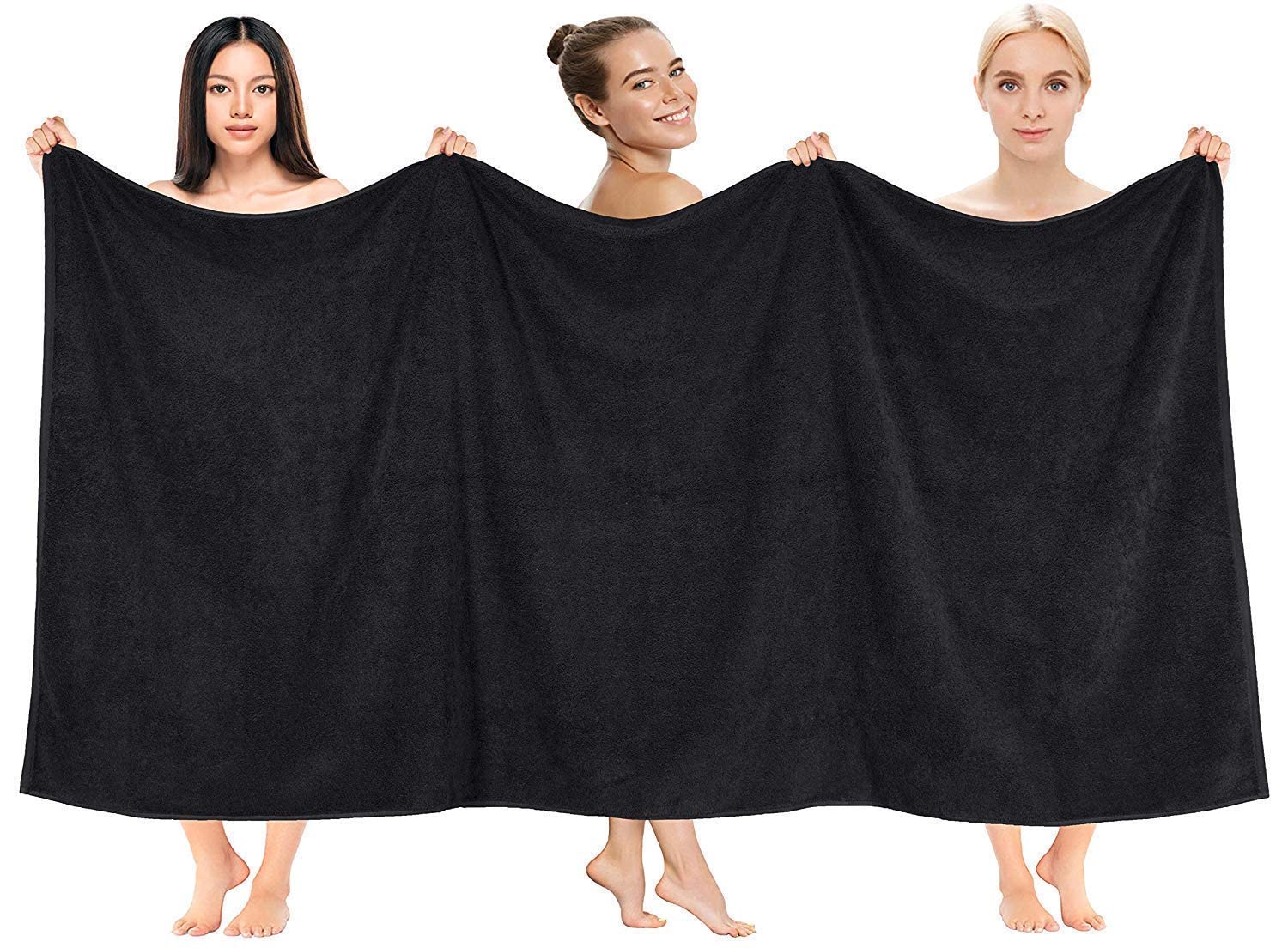 Elstone Home Zero Twist Egyptian Cotton Extra Large Bath Towel 600 Gsm (Black)