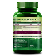Himalayan Organics Plant - Based Vitamin K2 Supplement Supports Stronger Bone & Heart Health | 120 Veg Capsules , 200gm 0.4lbs