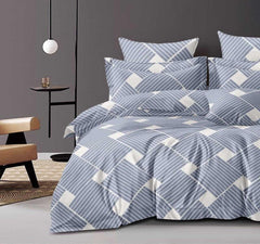 Printed Super King Size Double Bedsheet With Two Pillow Covers - 108 X 108 Inches, Grey & White | Smooth To Touch, Breathable & Long Lasting - Ideal For Everyday Comfort