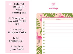 A5 Notes/To Do List Notepad, Beautiful Checklist Pad, Tear-Off Sheets (Flamingo, Pink) Pack Of 1