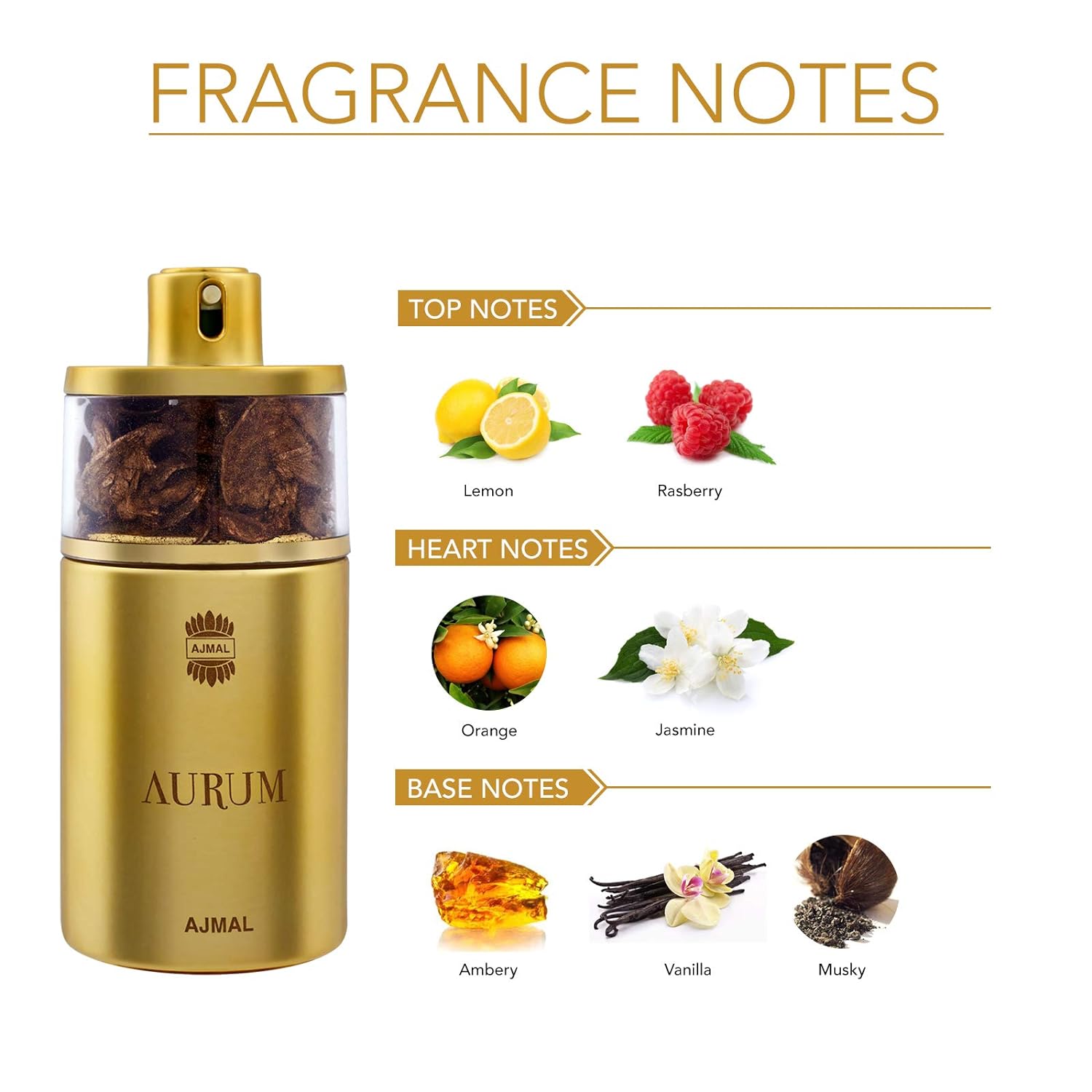 Ajmal Aura & Aurum Concentrated Perfume Oil Attar For Unisex & Women, Non-alcoholic, Floral, Fruity, 10ml 0.3 Fl.oz. Each, Pack Of 2