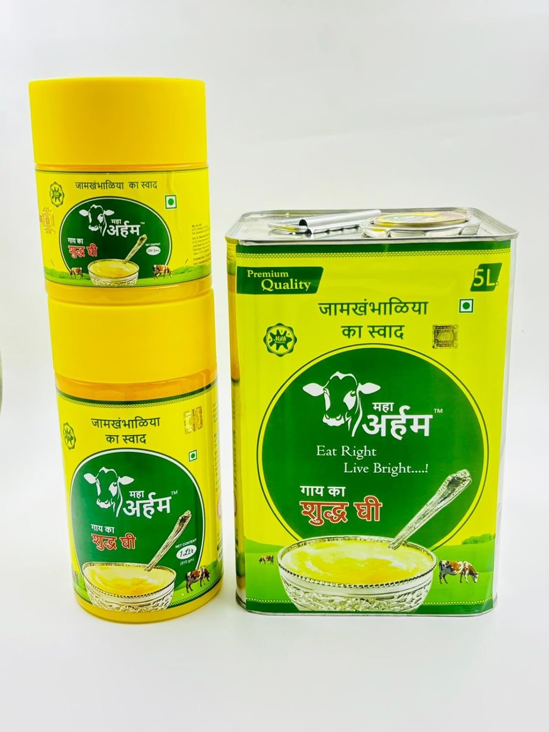 100% Pure Cow Shudh Ghee By Maha Arham | Rich In Taste & Nutrients Homemade Pure Cow Ghee For Strong Body | 1.5 Litre (500ml * 3) 50.7 Ounce | Jar Pack