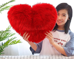 Luxury Soft Fur Love Heart Shape Cushion Pillow, For Valentine's Day, Red | For Couple, Sofa, Car, Decoration, Furniture Cushion, Washable, Super Soft Pillow, Decoration Purpose