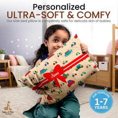 Personalized Pillow For Kids, Super Soft Cotton Kids Cushion - 12 X 18 Inches | Custom Name, For 5 Years Old Kids, Adorable Prints | For Head, Neck Support Baby Pillow - Pillow 03