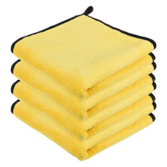 Kuber Industries Cleaning Towel 750 Gsm | Reusable Cleaning Cloths for Kitchen | Duster Towel For Home Cleaning Cloth Towel With Hanging Loop - Pack Of 4 (Yellow)
