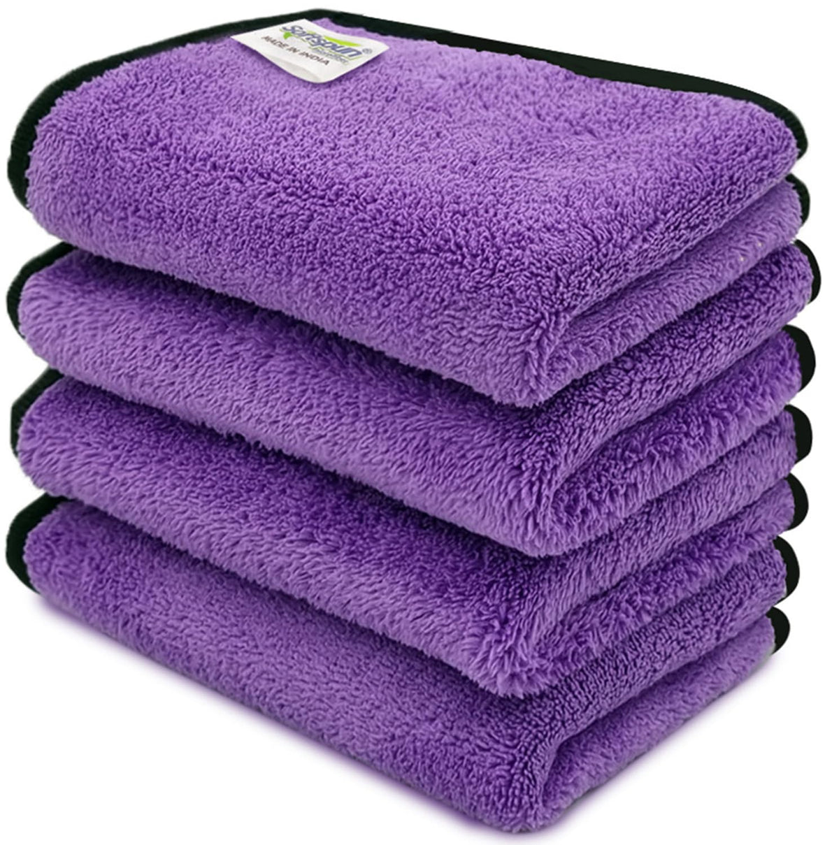 Softspun Microfiber Super Soft Hand & Face Wipes 300 Gsm Towel Set - 4 Piece (Purple)